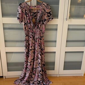 NATURAL LIFE Floral Maxi Dress in Pink and Black